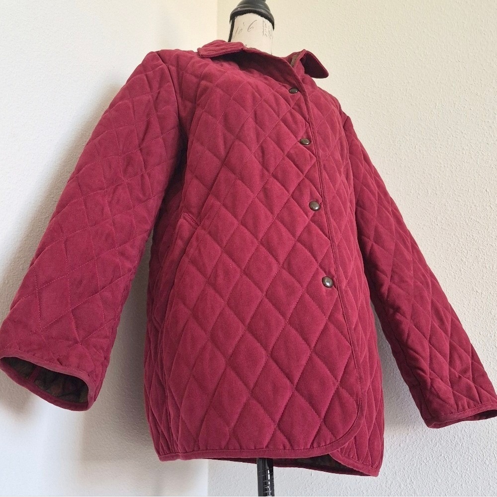 Vintage Talbots Red Quilted Jacket Barn Coat Paisley Lined M Classic Preppy - Picture 9 of 17